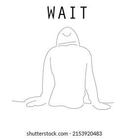 WAIT BOY VECTOR ART in line art
