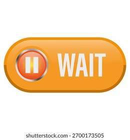 Ícone do botão Aguardar. Forma retangular laranja. Símbolo de pausa digital. Elemento da Web de vetor.