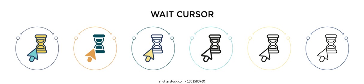 Wait cursor icon in filled, thin line, outline and stroke style. Vector illustration of two colored and black wait cursor vector icons designs can be used for mobile, ui, web