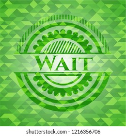 Wait green emblem. Mosaic background