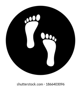 Wait Here, Keep Your Distance  -and Practice Social Distancing Floor Marking Icon with Footprints For Queue Line. Vector Image.