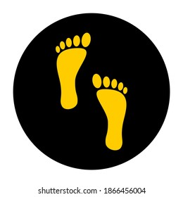 Wait Here, Keep Your Distance  -and Practice Social Distancing Floor Marking Icon with Footprints For Queue Line. Vector Image.