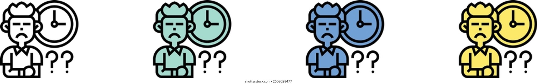 wait icon. Outline, Green, Blue and Yellow Style Design Isolated On White Background
