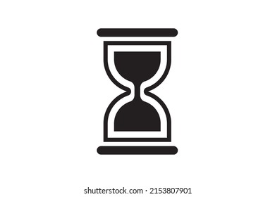 Wait icon sand glass watch. Time clock simple web design. Minute and hour indication info vector symbol.
