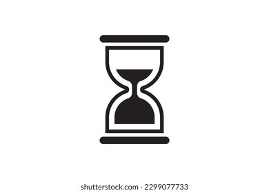 Espera un icono y un reloj de vidrio. Diseño web simple de reloj de hora. Símbolo de vector de información de indicación de minuto y hora.