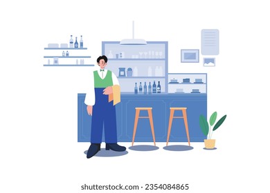 Wait Staff Manager Illustration concept. A flat illustration isolated on white background