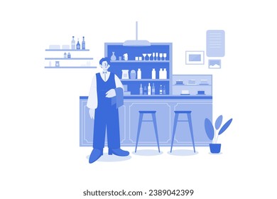 Wait for the Staff Manager Illustration concept on a white background