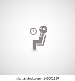 wait symbol on gray background