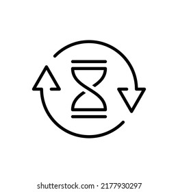 Wait Time Icon. Hourglass Clock Or Sand Watch. Modern Simple Flat Hour Glass Sign. Trendy Stop Symbol For Web Site. Editable Line Sketch Icon. Stock Vector Illustration