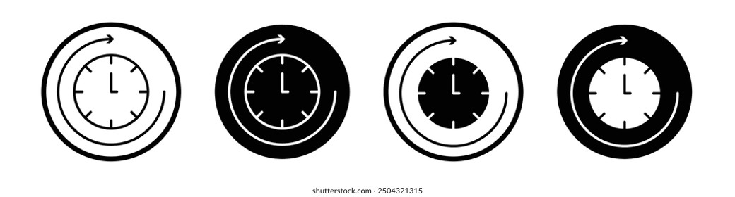 Wait time vector icon set black filled and outlined style.