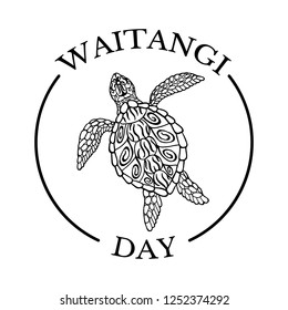 Waitangi day. National Day of New Zealand. Ethnic Sea turtle