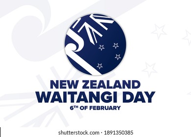 Waitangi Day. New Zealand. 6th of February. Holiday concept. Template for background, banner, card, poster with text inscription. Vector EPS10 illustration