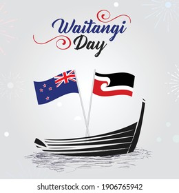 Waitangi day. New Zealand. boat concept