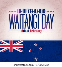 Waitangi Day, New Zealand National Greeting Card Vector Design