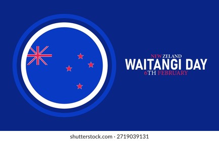 Waitangi Day Poster Banner and Background Design Template Com Tratado Casa Māori Chiefs Bandeira de samambaia Kapa Haka Ilustração para 6 de fevereiro Tema do Dia Nacional da Nova Zelândia