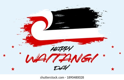 Waitangi Day (Māori: Te Rā o Waitangi), the national day of New Zealand. 6th of February. Design for poster, greeting card, banner, and background. Vector EPS 10.