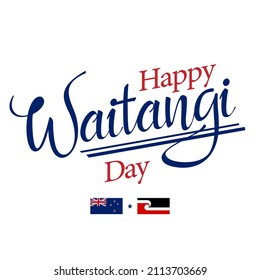 Waitangi day vector label design template. New Zealand. 6 February. 