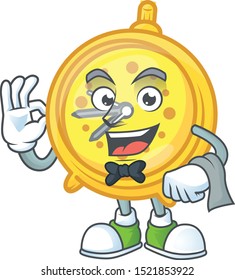 Waiter alarm clock cartoon with machine classic.