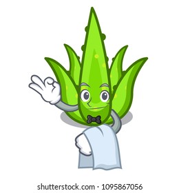 Waiter aloevera mascot cartoon style