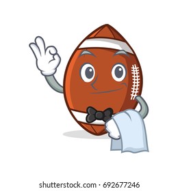 Waiter American football character cartoon