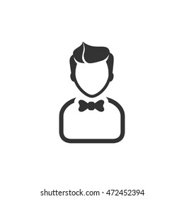 Waiter avatar icon in single color. Restaurant cafe food drink order pay service
