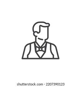Waiter avatar line icon. linear style sign for mobile concept and web design. Bartender person outline vector icon. Symbol, logo illustration. Vector graphics