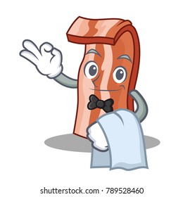 Waiter bacon mascot cartoon style