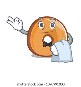 Waiter bagels mascot cartoon style