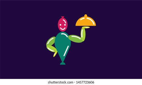 Waiter balloon logo. Colorful vector logo