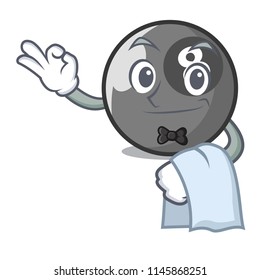 Waiter billiard ball mascot cartoon