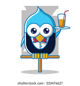 Waiter Bird Vector Cartoon