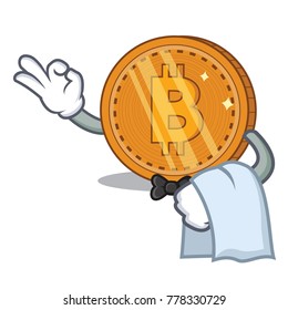 Waiter bitcoin coin character cartoon