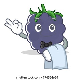 Waiter blackberry mascot cartoon style