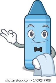 Waiter blue crayon in the character shape