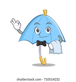 Waiter blue umbrella character cartoon