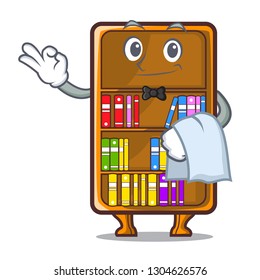 Waiter bookcase isolated in the with characters