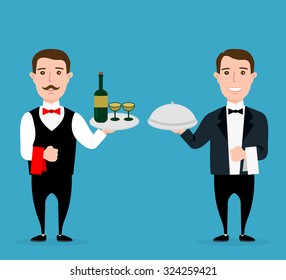  waiter in a bow-tie with silver platter