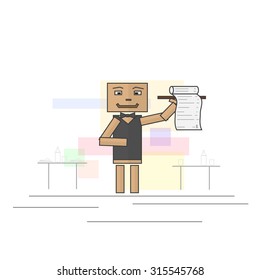 Waiter bringing the bill to the restaurant table. Image vector format.