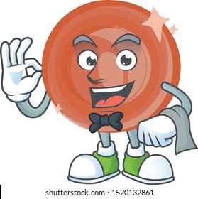 Waiter bronze coin cartoon on white background