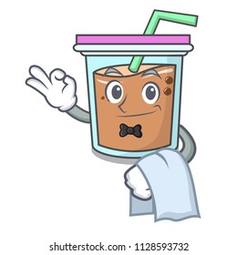 Waiter bubble tea mascot cartoon