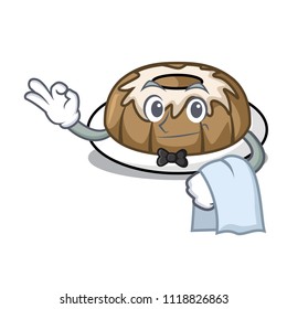 Waiter bundt cake mascot cartoon