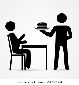 Waiter with burger