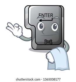 Waiter button enter isolated in the cartoon