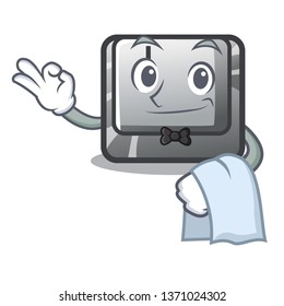 Waiter button J on a computer character