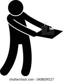 waiter in cafe, restaurant icon