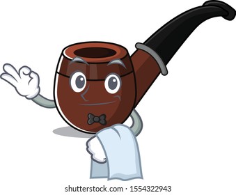 waiter cartoon character style with smoke pipe