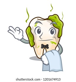 Waiter cartoon decayed tooth before restorative treatment