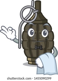 Waiter cartoon grenade a in the bag