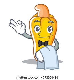 Waiter cashew mascot cartoon style