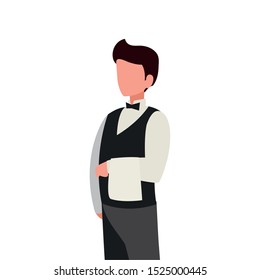 waiter catering service character vector illustration design